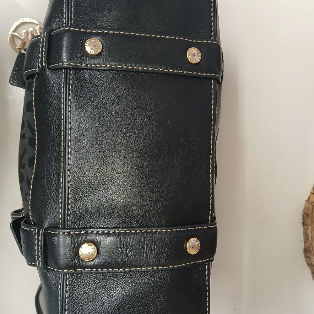 Michael Kors Black MK Signature Satchel Bag